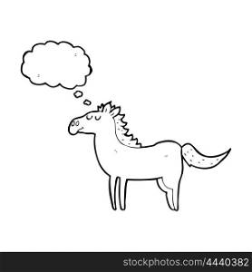 freehand drawn thought bubble cartoon horse