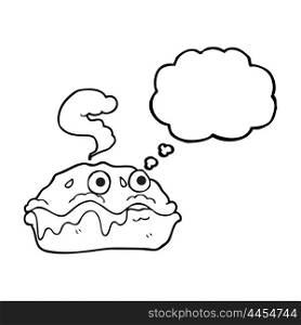 freehand drawn thought bubble cartoon hot pie