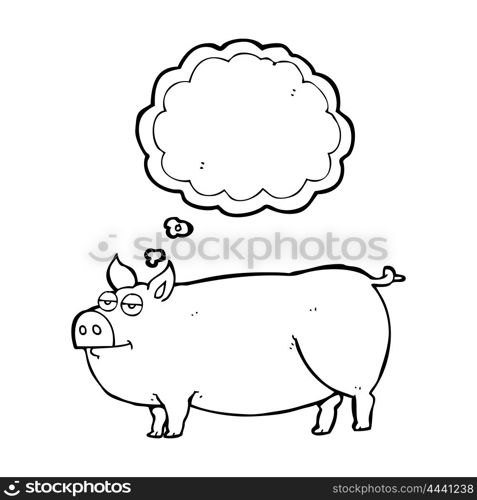 freehand drawn thought bubble cartoon huge pig