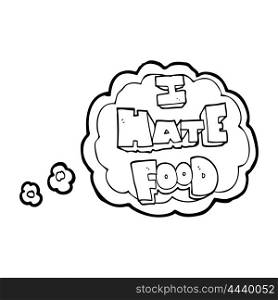 freehand drawn thought bubble cartoon i hate food symbol