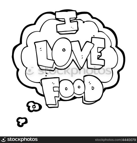 freehand drawn thought bubble cartoon I love food symbol
