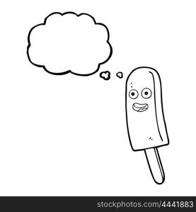 freehand drawn thought bubble cartoon ice lolly