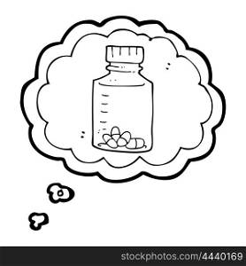 freehand drawn thought bubble cartoon jar of pills