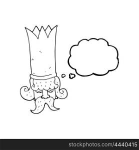 freehand drawn thought bubble cartoon king with huge crown