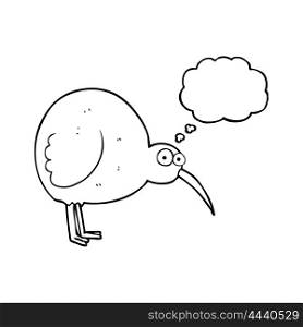 freehand drawn thought bubble cartoon kiwi bird