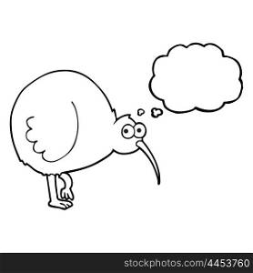 freehand drawn thought bubble cartoon kiwi bird