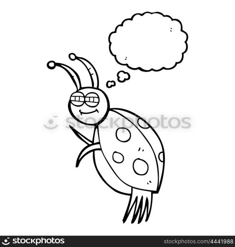 freehand drawn thought bubble cartoon ladybug