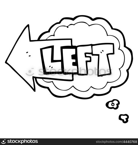 freehand drawn thought bubble cartoon left symbol