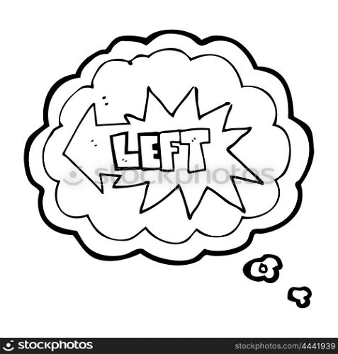 freehand drawn thought bubble cartoon left symbol