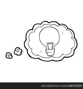 freehand drawn thought bubble cartoon light bulb