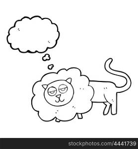 freehand drawn thought bubble cartoon lion