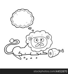 freehand drawn thought bubble cartoon lion