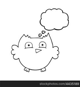 freehand drawn thought bubble cartoon little owl