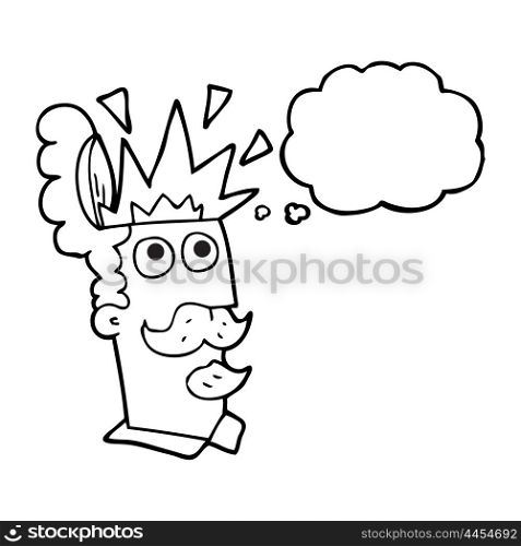 freehand drawn thought bubble cartoon man with exploding head