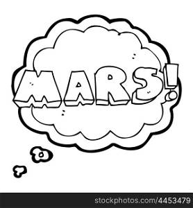 freehand drawn thought bubble cartoon Mars text symbol