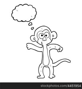 freehand drawn thought bubble cartoon monkey
