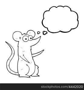 freehand drawn thought bubble cartoon mouse in love