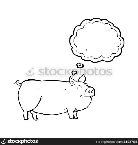 freehand drawn thought bubble cartoon muddy pig