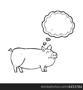 freehand drawn thought bubble cartoon muddy pig