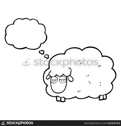 freehand drawn thought bubble cartoon muddy winter sheep
