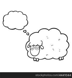 freehand drawn thought bubble cartoon muddy winter sheep