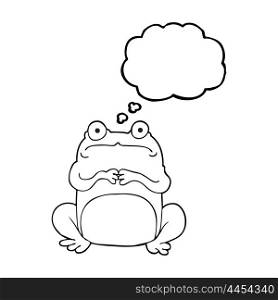 freehand drawn thought bubble cartoon nervous frog