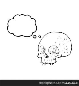 freehand drawn thought bubble cartoon old skull