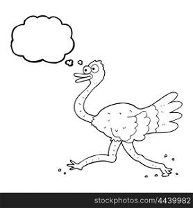 freehand drawn thought bubble cartoon ostrich