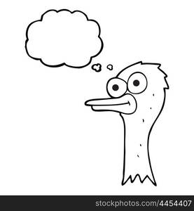 freehand drawn thought bubble cartoon ostrich head