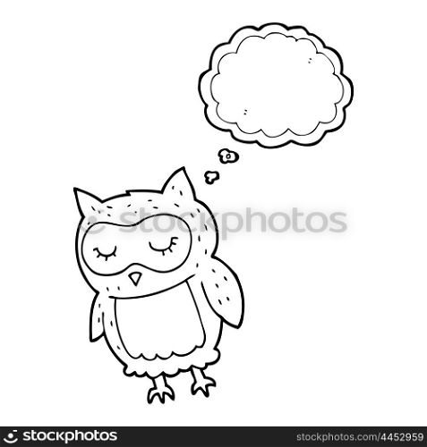 freehand drawn thought bubble cartoon owl