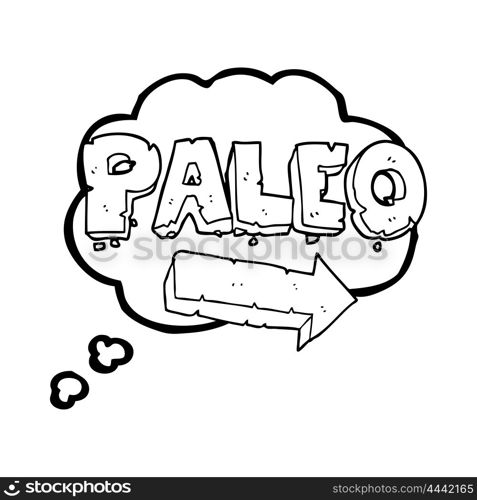 freehand drawn thought bubble cartoon paleo diet pointing arrow