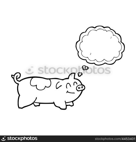 freehand drawn thought bubble cartoon pig