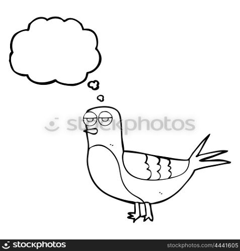freehand drawn thought bubble cartoon pigeon