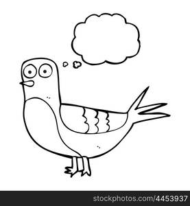 freehand drawn thought bubble cartoon pigeon