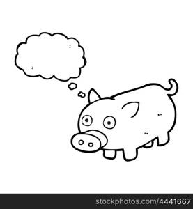 freehand drawn thought bubble cartoon piglet