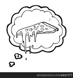 freehand drawn thought bubble cartoon pizza