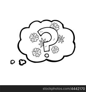 freehand drawn thought bubble cartoon question mark