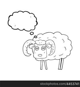 freehand drawn thought bubble cartoon ram