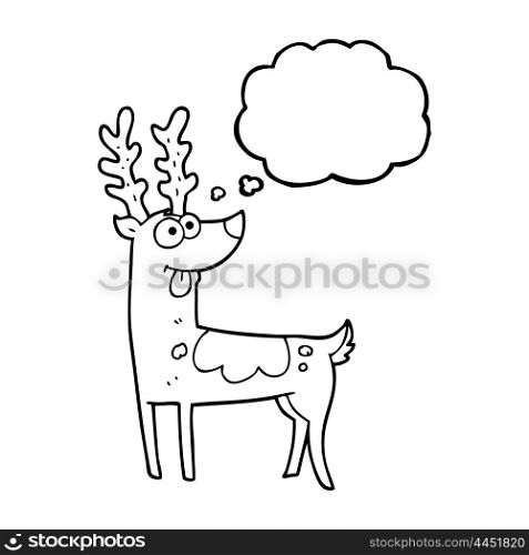 freehand drawn thought bubble cartoon reindeer
