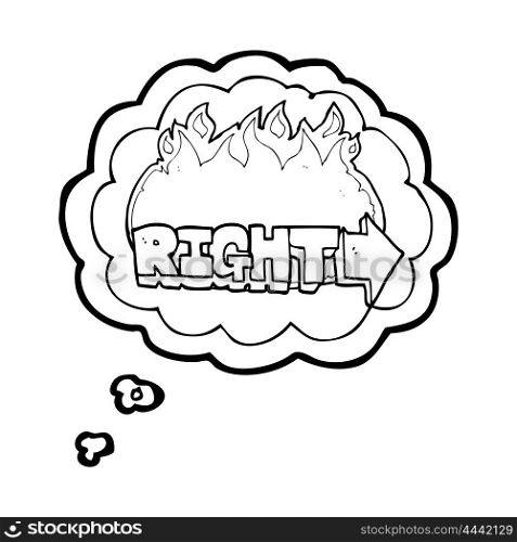 freehand drawn thought bubble cartoon right symbol