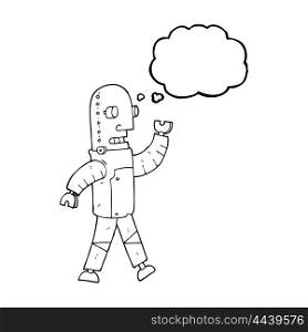 freehand drawn thought bubble cartoon robot