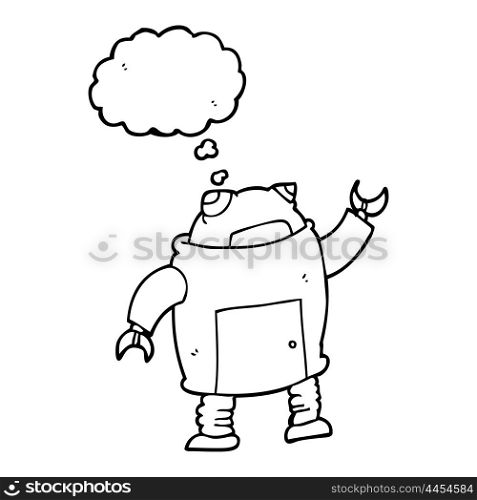 freehand drawn thought bubble cartoon robot