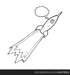 freehand drawn thought bubble cartoon rocket