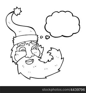 freehand drawn thought bubble cartoon santa claus laughing