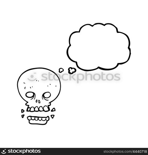 freehand drawn thought bubble cartoon scary skull