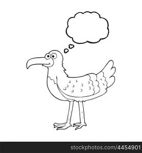 freehand drawn thought bubble cartoon seagull