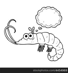 freehand drawn thought bubble cartoon shrimp
