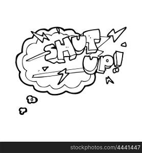 freehand drawn thought bubble cartoon shut up! symbol