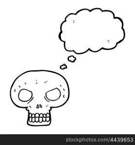 freehand drawn thought bubble cartoon skull
