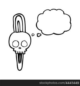 freehand drawn thought bubble cartoon skull hairclip